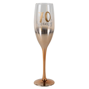 Birthday 70th Champagne Rose Gold Ombre 150ml Drinking Glass