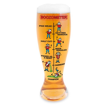 Boozometer 1.5Lt Oversized Novelty Beer Glass Novelty Print