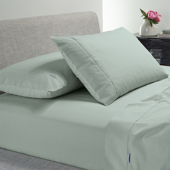 Bianca Heston 300TC Cotton Sheet Set Percale Sage - Double Bed