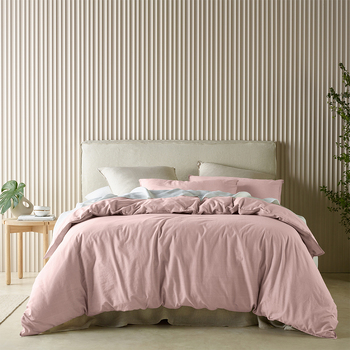 Bianca Acacia Quilt Cover Percale Cotton Blush - Double Bed