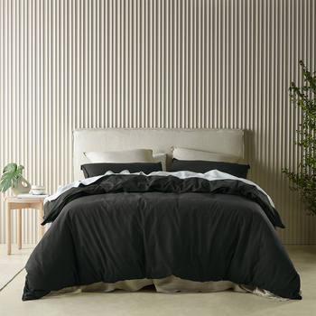 Bianca Acacia Quilt Cover Percale Cotton Charcoal - King Bed