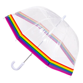 Bobbie J Clear Kids Rainbow Trim Rain/Wind Umbrella 3+