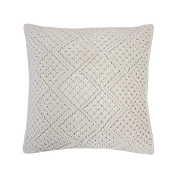 Bambury Decorative Anka Square Cushion Ivory 45 x 45cm Cotton Woven