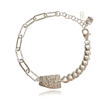 Culturesse Esther 23.5cm Sculpture Plate Link Chain Bracelet - Silver