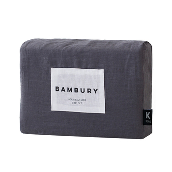 Bambury Size King Bed Linen Sheet Set Charcoal Home Bedding