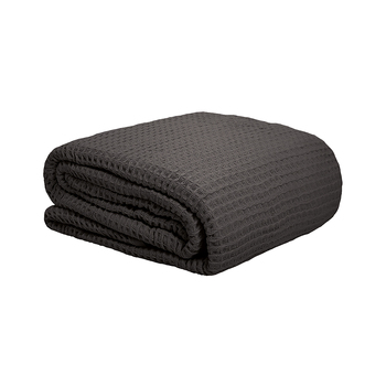 Bambury Single Bed Waffle Weave Blanket Charcoal Soft Woven Home