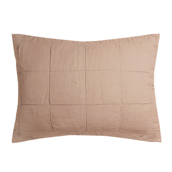 Bambury Home Living Linen Quilted Pillow Sham Tea Rose Woven 48cm x 73cm