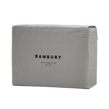 Bambury Size Single Bed Temple Organic Cotton Sheet Set Grey Home Bedding