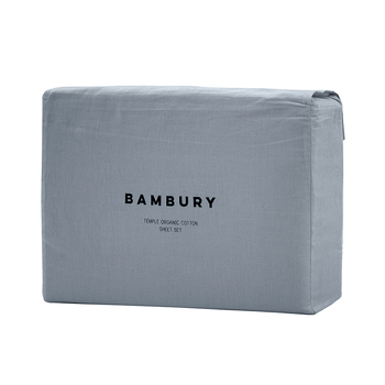 Bambury Size Single Bed Temple Organic Cotton Sheet Set Steel Blue Home Bedding