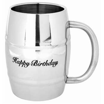 Tankard Beer Happy Birthday 400ml Stainless Steel Drinking Cup