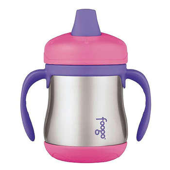 Foogo SS Vacuum Insulated Spout Sippy Cup with Handles Pink 210ml