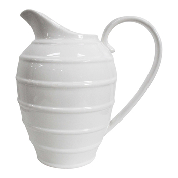 LVD French Bayleaf Ceramic 20.5cm Jug Pitcher Decorative Container - White