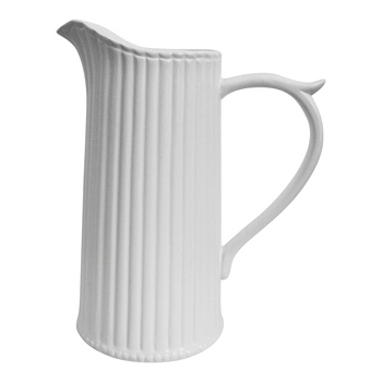 LVD Vineyard Ribbed Ceramic 23cm Jug Pitcher Decorative Container - White