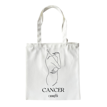 Culturesse She Is Cancer Eco Zodiac 38cm Muse Tote Bag - White