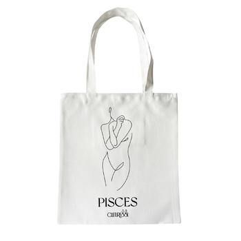 Culturesse She Is Pisces Eco Zodiac 38cm Muse Tote Bag - White