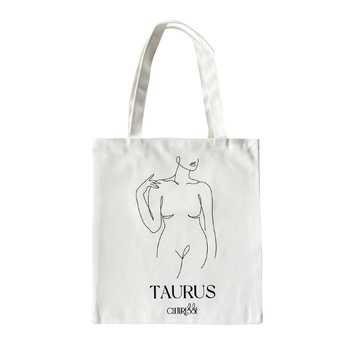 Culturesse She Is Taurus Eco Zodiac 38cm Muse Tote Bag - White