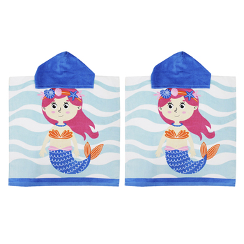 2PK Onkaparinga Kids 60x120cm Absorbent Hooded Beach Towel - Mermaid