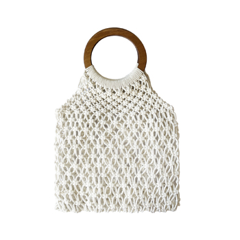 Culturesse Elowen Natural Woven 43.5cm Netting Bag - White