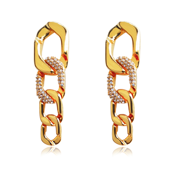 Culturesse London 18K Diamante 49mm Chain Drop Earrings - Gold