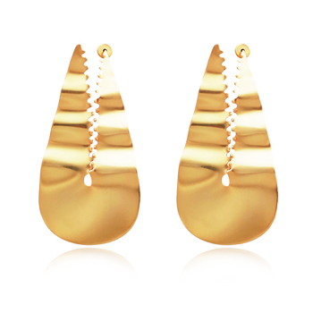 Culturesse Belladonna 22K Sculpture 100mm Art Drop Earrings - Gold