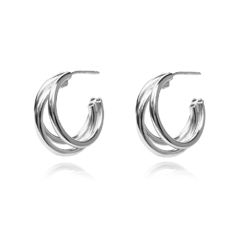 Culturesse Laure Artsy 20mm Curved Lining Huggie Earrings - Silver