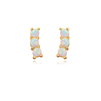 Culturesse Zia 9mm Dainty Opal Stud Earrings - Gold