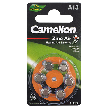 6pc Camelion A13 Zinc Air 1.45V