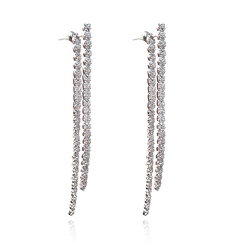 Culturesse Charmaine 80mm Glamour Drop Earrings - Silver