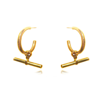 Culturesse Dionne 33mm Modern Muse Bar Drop Earrings - Gold