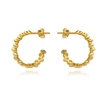 Culturesse Aisling 15mm Beaded C Hoop Earrings - Gold Vermeil