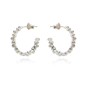 Culturesse Aisling Beaded 15mm C Hoop Earrings - Silver