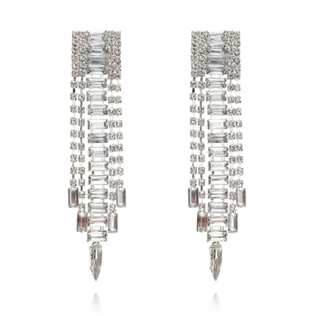 Culturesse Bellatrix Catwalk 125mm Diamante Statement Earrings - Silver