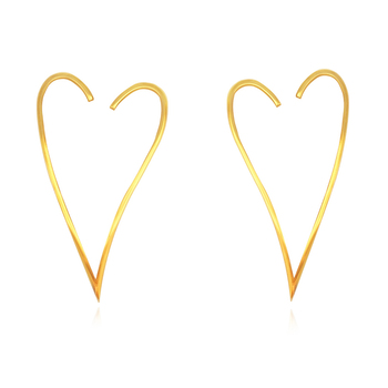 Culturesse Ayla 62mm Sculptural Love Heart Drop Earrings - Gold