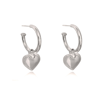 Culturesse Lavin 27mm Classic Love Heart Drop Earrings - Silver