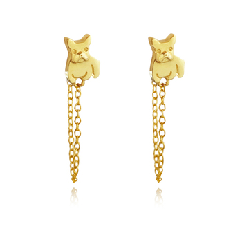 Culturesse Beau 21mm Gold Filled Dainty Bulldog Drop Earrings