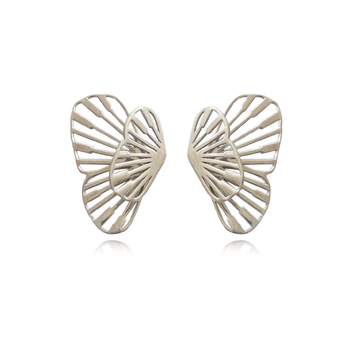 Culturesse Bellona 27mm Artsy Butterfly Earrings - Silver