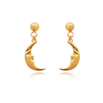 Culturesse Amaris 18mm Gold Filled Dainty Moon Earrings