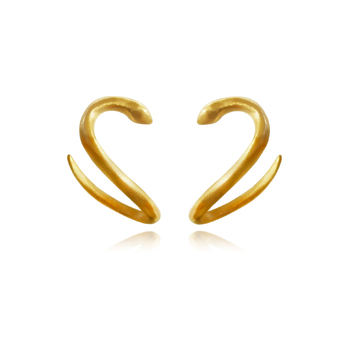 Culturesse Cassidy Artisan 15mm Dainty Serpent Stud Earrings - Gold Filled