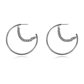 Culturesse Not Your Regular Hoop 50mm Earrings - Silver