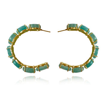 Culturesse Jemila 52mm Chalcedony Gemstone Hoop Earrings - Sage