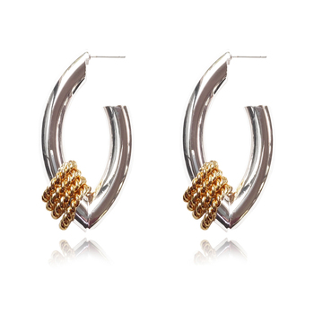 Culturesse Xena 54mm Contemporary Loop Statement Drop Earrings - Chrome