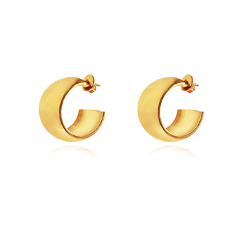 Culturesse Maxine 18mm Fashionista Chunky Bowl C-Hoop Earrings - Gold