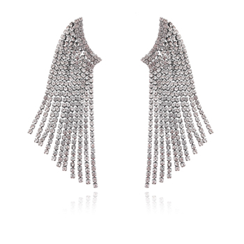 Culturesse Lais Diamante 30cm Tassel Drop Earrings - Silver