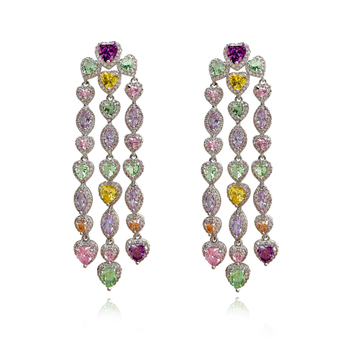 Culturesse Tourmaline 73mm Zirconia Earrings For Pierced Ears