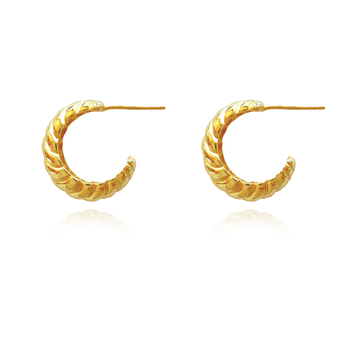 Culturesse Gianni 17mm Croissant C Hoop Earrings - Gold Vermeil