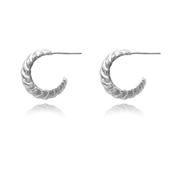 Culturesse Gianni 17mm Croissant C Hoop Earrings - Silver