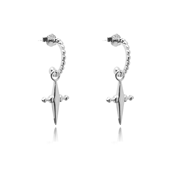 Culturesse Lyre 28mm Cross Drop Earrings - Silver