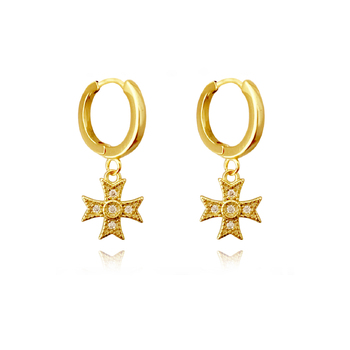 Culturesse Exie 20mm Cross Drop Earrings - Gold Vermeil