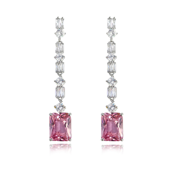 Culturesse Annalee 60mm Crystal Drop Earrings - Rose Blush