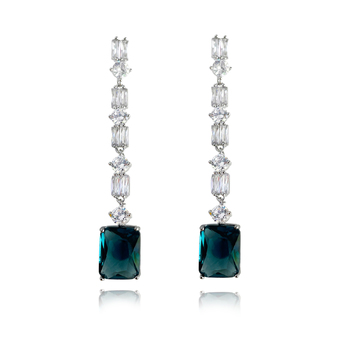 Culturesse Annalee 60mm Crystal Drop Earrings - Aegean